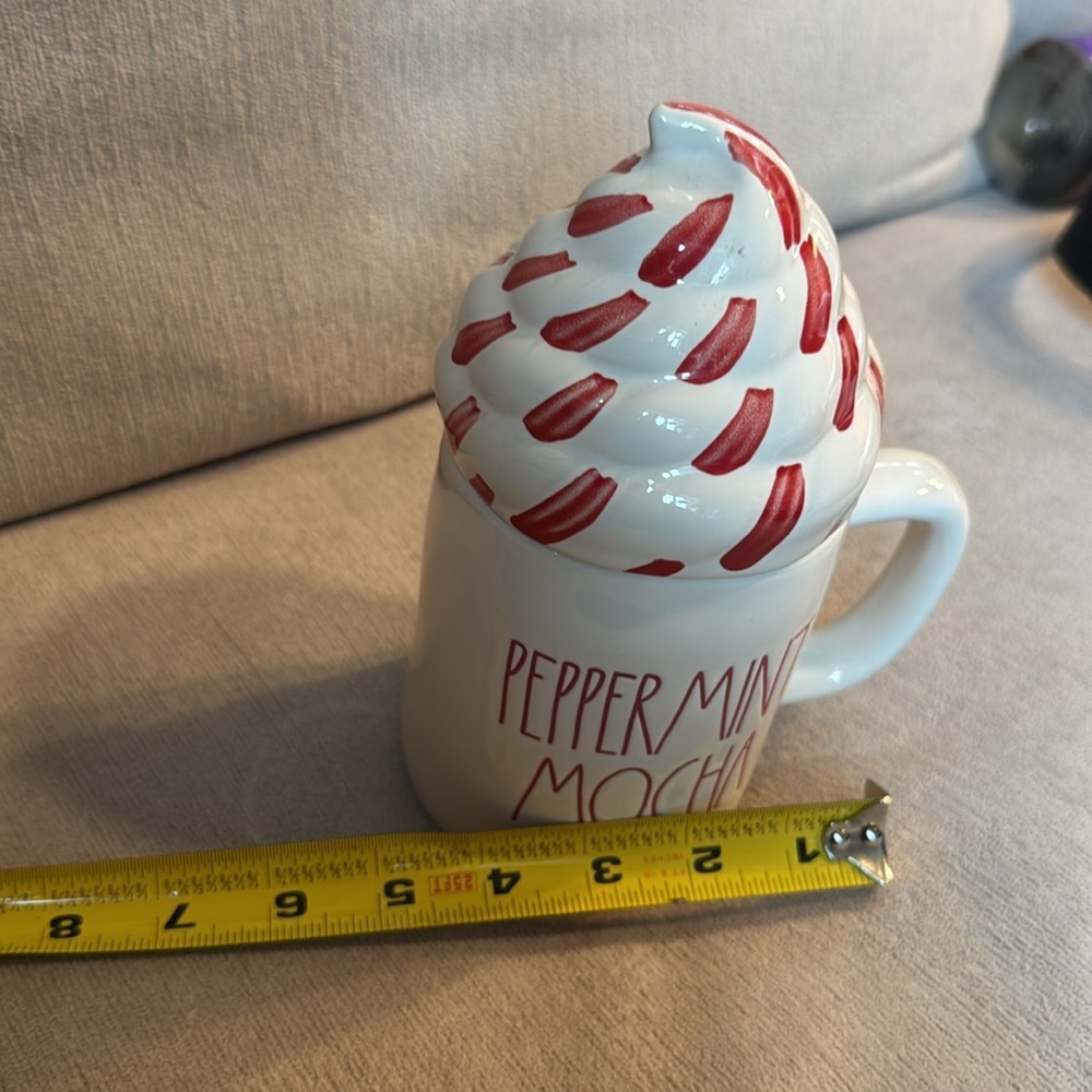 Rae Dunn "Peppermint Mocha" Ceramic Mug with Peppermint Whipped Cream Topper - Picture 4 of 8